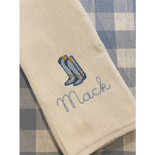 Monogrammed Cowboy Hat or Boot Burp Cloth