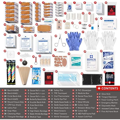 330 Piece First Aid Kit, Premium Waterproof Compact Trauma Medical Kits for Any Emergencies, Ideal for Home, Office, Car, Travel, Outdoor, Camping, Hiking, Boating (Red)