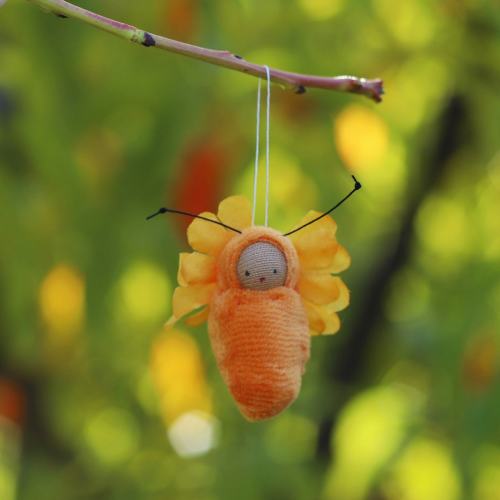 Small orange flower fairy baby ornament FB-O1