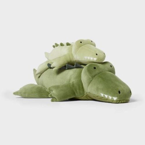 Alligator And Baby Weighted Plush Kids' Throw Pillow Green - Pillowfort™