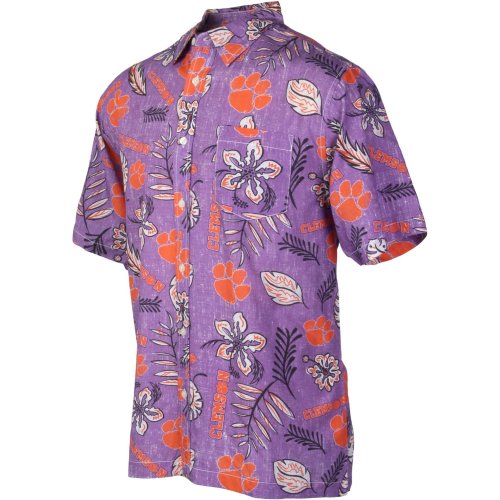 Wes and Willy Men's Clemson University Vintage Floral Button Down Shirt