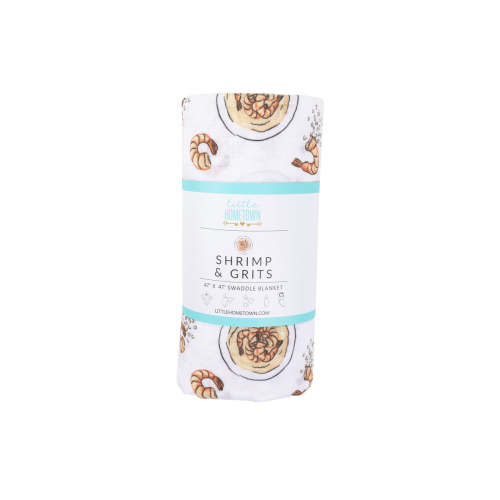 Shrimp and Grits Baby Muslin Swaddle Receiving Blanket