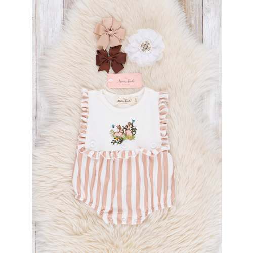 Tan Striped Bunny Ruffle Bubble