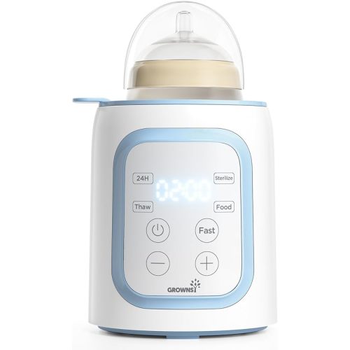Grownsy Bottle Warmer, 8-in-1 Fast Baby Milk Warmer with Timer for Breastmilk or Formula, Accurate Temperature Control, Multifunctional Baby Bottle Warmers for All Bottles- Blue