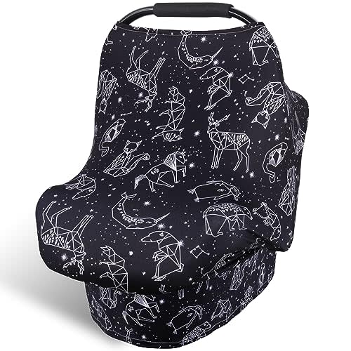 Rquite Car Seat Cover Baby, Carseat Cover for Boy Girl, Stretchy Infant Car Seat Cover, Breathable Car Seat Canopy, Nursing Cover for Breastfeeding, Multi-use Baby Carseat, Carrier, Stroller Covers