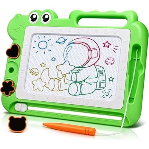 AiTuiTui Magnetic Drawing Board Toddler Toys Gift for 2 3 Year Old Girls Boys, Sketch Writing Doodle Pad Toddlers Age 2-4 Travel Games, Educational Learning Kids Toys for Birthday (Green)