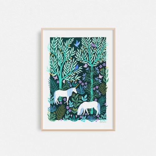 Unicorn Forest // Botanical Art Print // A4 or A3 Artists Print - Etsy