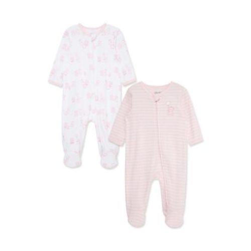 Baby Girls Bears 2 Pack Footies