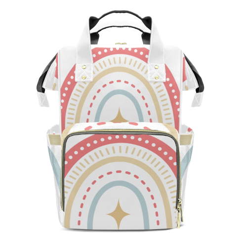 Rainbow Diaper Backpack – Large Capacity, Insulated Baby Bottle Pocket, Multifunctional Mommy Bag for Boys & Girls