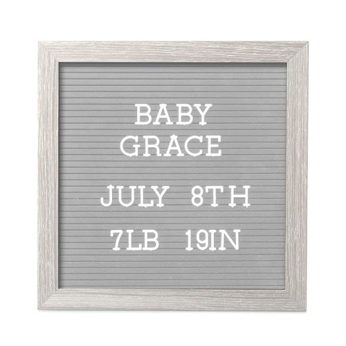 Pearhead 10" x 10" Letterboard, Rustic Nursery, Message Board, Milestone or Baby Announcement Sign, Light Gray - Light Gray Letterboard