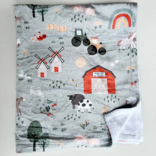 Noah's Ark on the Farm Minky Blanket