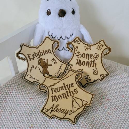 Magical Series - Wood, Engraved Baby Milestone Card Set *Unique*