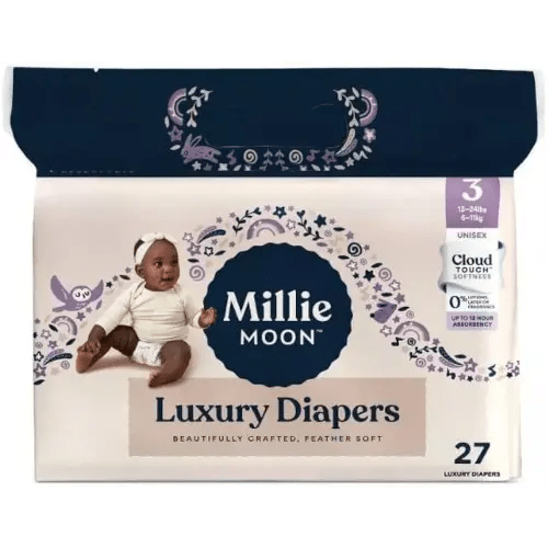 Millie Moon Luxury Disposable Diapers - (Size 3 and 27 Count) ~ 1 Pack ~ White.