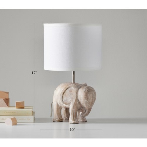 Carved Wood Elephant Table Lamp | Pottery Barn Kids