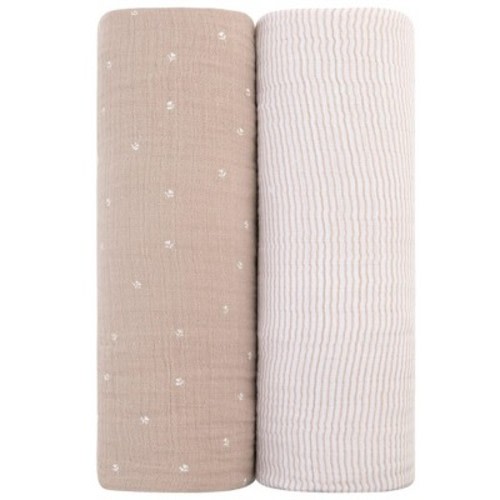 Ely's & Co. Cotton Muslin Swaddle Blanket 2 Pack, Color: Mauve tulip