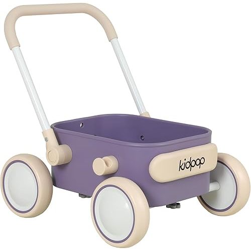 Kidpop PULA 2-in-1 Push and Pull-Along Wagon, Baby Push Walker for First Learner from 7 Month to 4 Year, One Year Birthday Gifts, Sturdy and Safe, Indoors and Outdoors (Purple)