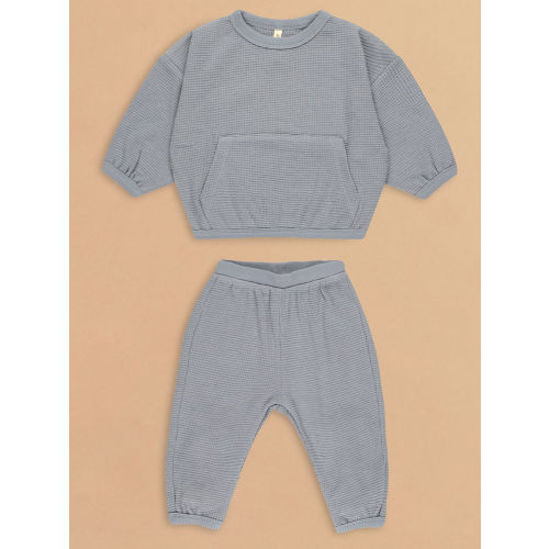 Lucas Waffle Slouch Set by Quincy Mae in Blue | Tullabee