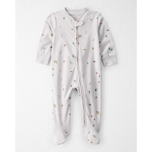 Baby Organic Cotton Sleep & Play Pajamas in Frosted Trail Print - Little Planet | Carter's - 3m