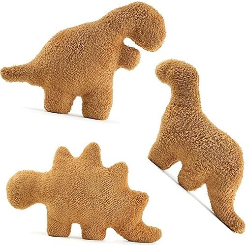 3 Packs Dino Nugget Pillow Plush, 18 inches Dinosaur Chicken Nugget Pillow Stuffed Animal Plush Toy, Dino Nugget Dinosaur Party Decoration Birthday Christmas Valentines Day Gift for Kids Boys Girls