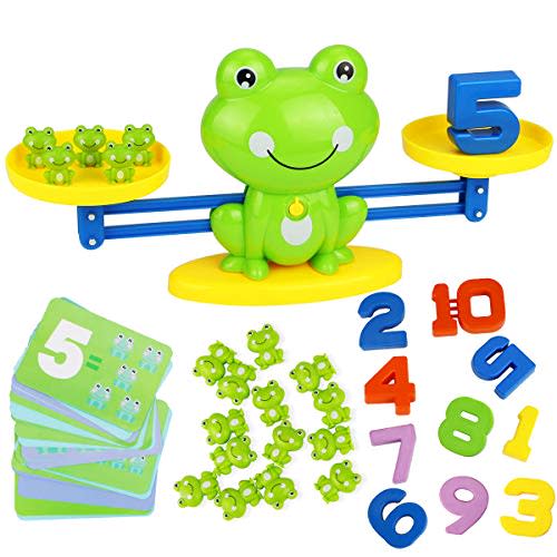 Aitbay Cool Math Game, Preschoolers Frog Balance Counting Toys for Boys & Girls Educational Number Toy Fun Children's Gift STEM Learning Age 3+ (63 PCS)