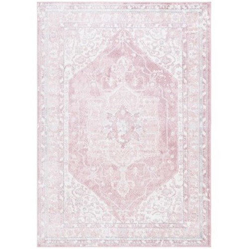 Layla LAY108 Power Loomed Area Rug - Safavieh, Color: Ivory grey/pink, Size: 5'5"x7'6"