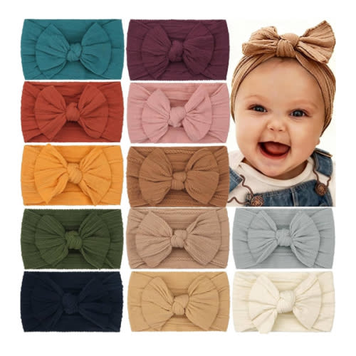 CÉLLOT Super Stretchy Soft Knot Headbands with Hair Bows Head Wrap Hair Accessories For Newborn Baby Girls Infant Toddlers Kids