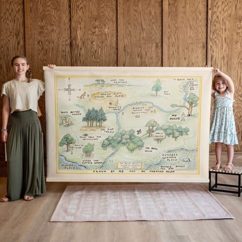 Winnie the Pooh Canvas Hanging Map | Kids Room Art | Nursery Wall Art | 100 Acre Wood Map | Kids Room Wall Decor | 154