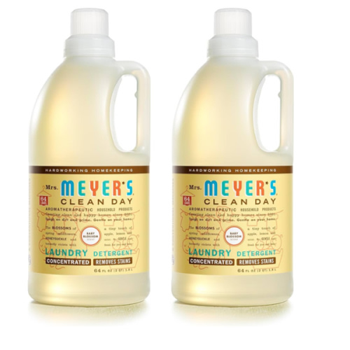 MRS. MEYER'S CLEAN DAY Baby Laundry Detergent Liquid, Infused with Essential Oils, Baby Blossom, 64oz - Pack of 2 (128 Loads)