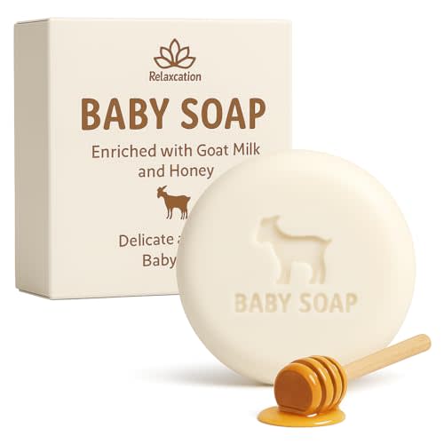 MADE IN USA Baby Soap Bar with Goat Milk and Honey - Naturally Cold Processed from Organic Ingredients - Delicate for Newborn Skin, Gift for babys, Kids, Toddlers and Adults - Handmade in USA