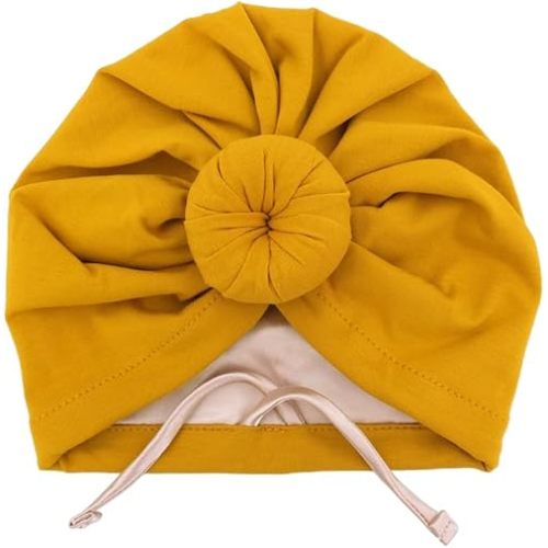 Silky Satin Lined Turban Hat for Babies Infant Toddler Girls Boys Bonnet Newborn Cotton Beanie Little Kids Shower Caps
