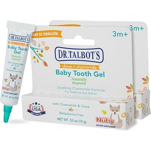 Dr. Talbot's Baby Tooth Gel for Sore Gums, Naturally Inspired, 2 Pack, Each 0.53 oz, benzocaine Free, Belladonna Free