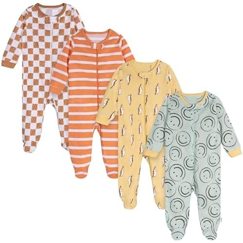 Onesies Brand Baby Boys' 4-Pack Sleep 'N Play Footies