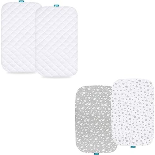 100% Viscose Made from Bamboo Bassinet Mattress Protector & Bassinet Sheets Fit for Papablic 2-in-1 Bonni, Cowiewie and AMKE Baby Bassinet(33" x 19")