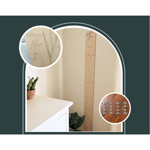 PERSONALIZED WOODEN GROWTH LADDER / HEIGHT CHART | Themes: flowers, eucalyptus, animals, dinosaurs... | Children's & baby's room decoration