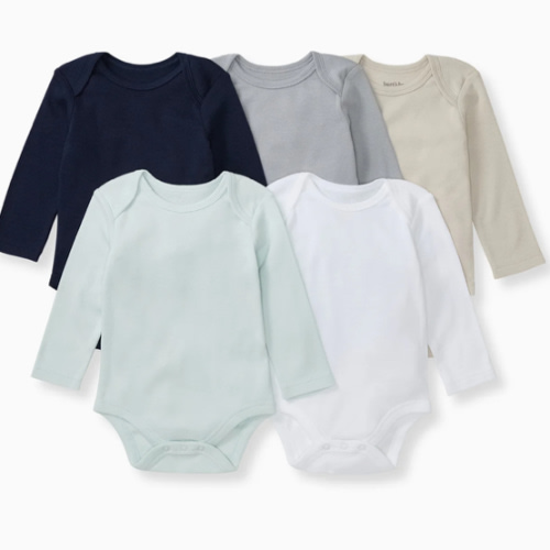 Solid Organic Cotton Long Sleeve Baby Bodysuits 5 Pack - Midnight – Burt's Bees Baby