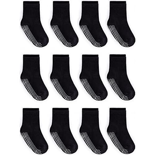 Zaples Grip Crew Socks with Non Slip/Anti Skid Soles for Baby Infants Toddlers Kids Boys Girls