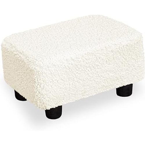 CAROLMADE Small Foot Stool Ottoman Footstool with Legs Under Desk Footrest for Living Room Bedroom and Office, Soft Ivory White