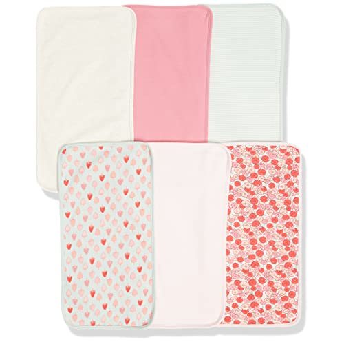 Amazon Essentials Unisex Kids' Baby Burp Cloths, Pack of 6 - One Size - 6-pack Pink Berries