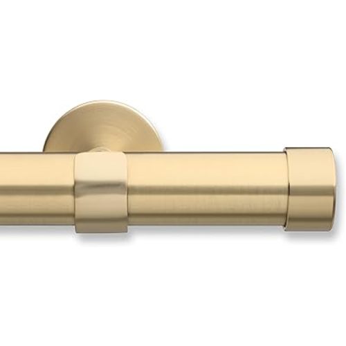 MODE Cambria® Designer Series - Premium 3 foot Custom Curtain Rod - 1-1/8 inch Large Diameter - Non-Adjustable for a Seamless Look - Premium Designer Brackets and End Caps - Brushed Gold Finish