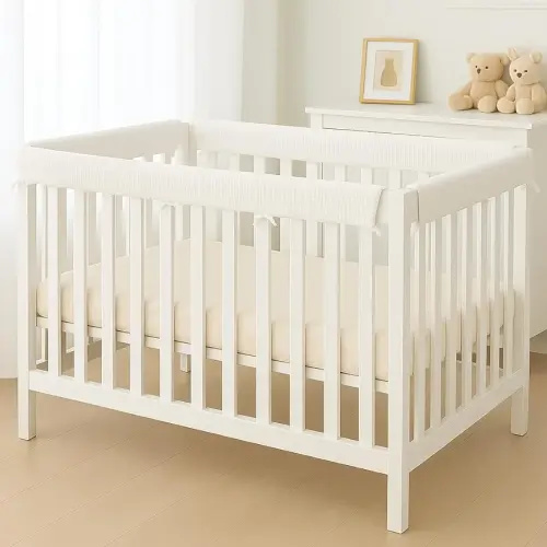 Mesh Breathable Rail Cover Sets, White Muslin
