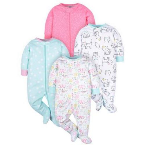 Onesies Brand Baby Girls' 4-Pack , Cats, 0-3 Months