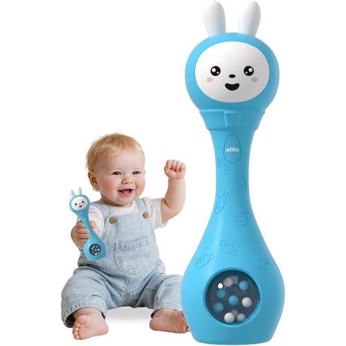 alilo Baby Musical Rattle 0-6-12 Months, Interactive Baby Toys with 7 Music Modes, 15 Nursery Rhymes, 15 Soothing Melodies & White Noise, Sensory Development Toy, Baby Gifts for Boys & Girls