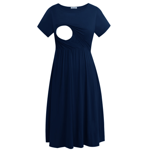 Smallshow Women's Short Sleeve Maternity Nursing Dresses for Breastfeeding