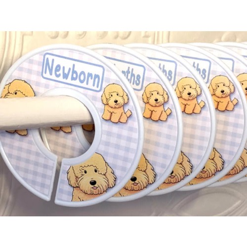 PINK: Baby Closet Dividers Goldendoodle Puppies Dogs Pups on Gingham Background - Your Choice of Gingham Color Baby Shower Birthday Christmas Gift