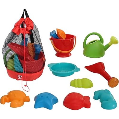 Hape Beach Toy Essential Set, Sand Toy Pack, Mesh Bag Included