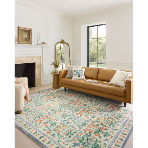 Rifle Paper Co. x Loloi Eden Mughal Garden Cream Rug feat CloudPile