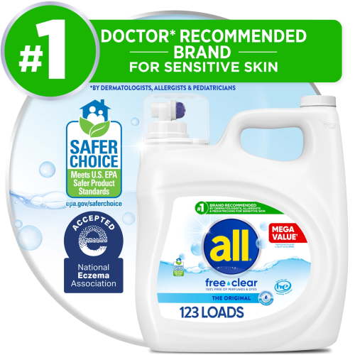 all Free Clear Liquid Laundry Detergent, 154 oz, 123 Loads