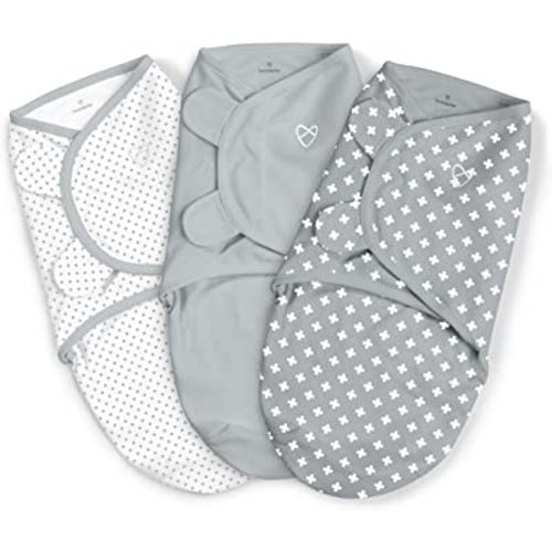 SwaddleMe Original Swaddle - Size Small/Medium, 0-3 Months, 3-Pack (Criss Cross Polka Dot) Easy to Use Newborn Swaddle Wrap Keeps Baby Cozy and Secure and Helps Prevent Startle Reflex