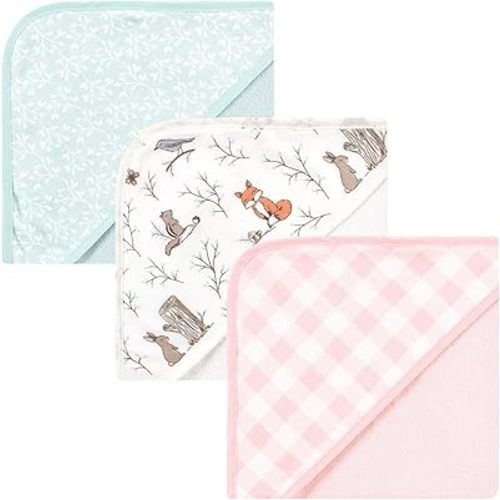 Hudson Baby Unisex Baby Cotton Rich Hooded Towels, Enchanted Forest, One Size