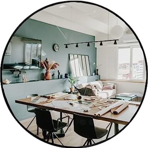 HBCY Creations Round Mirror, Black 24 inch Wall Mirror for Entryway, Bathroom, Living Room and More, Modern Minimalist Mirror for Both Rustic and Boho Design and Decor
